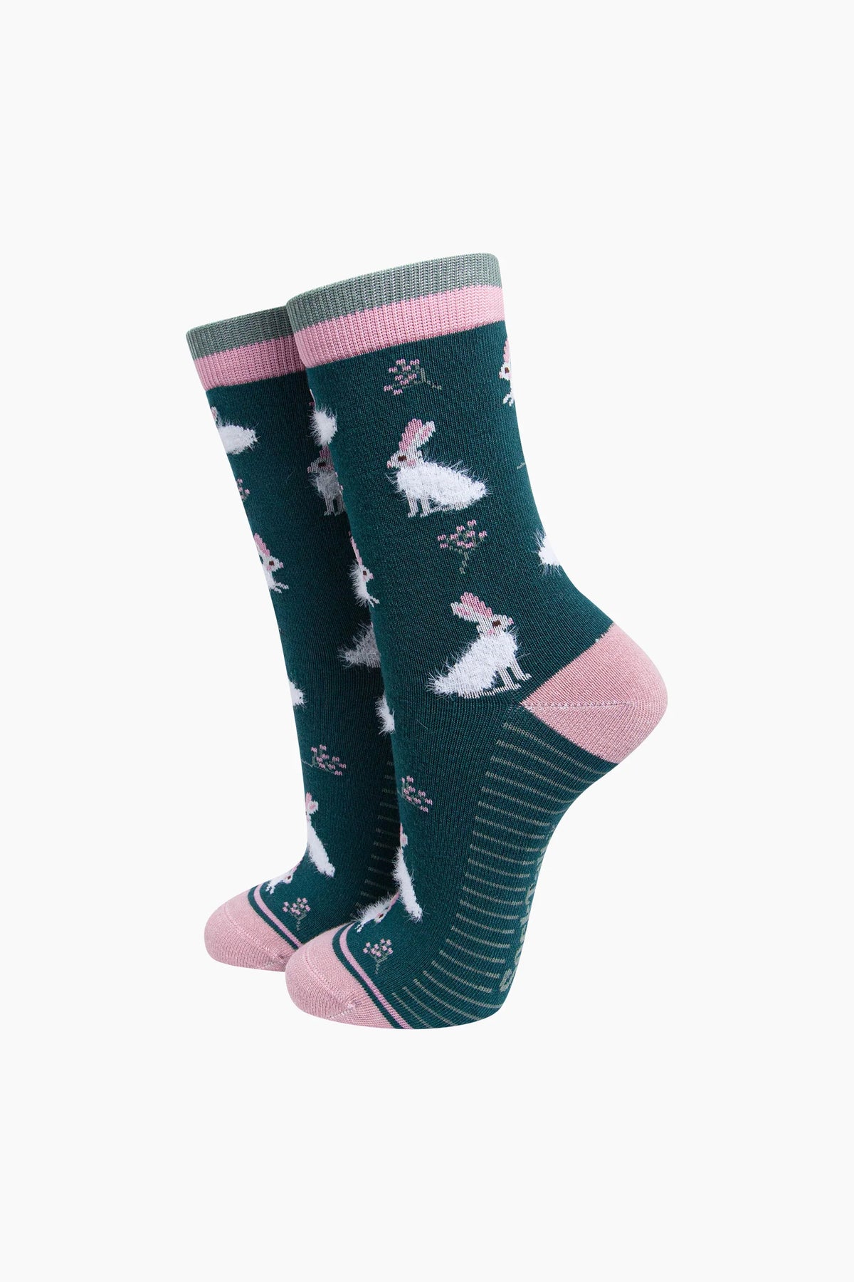 Fluffy Bunny Socks | DarkGreen | Size 3-7