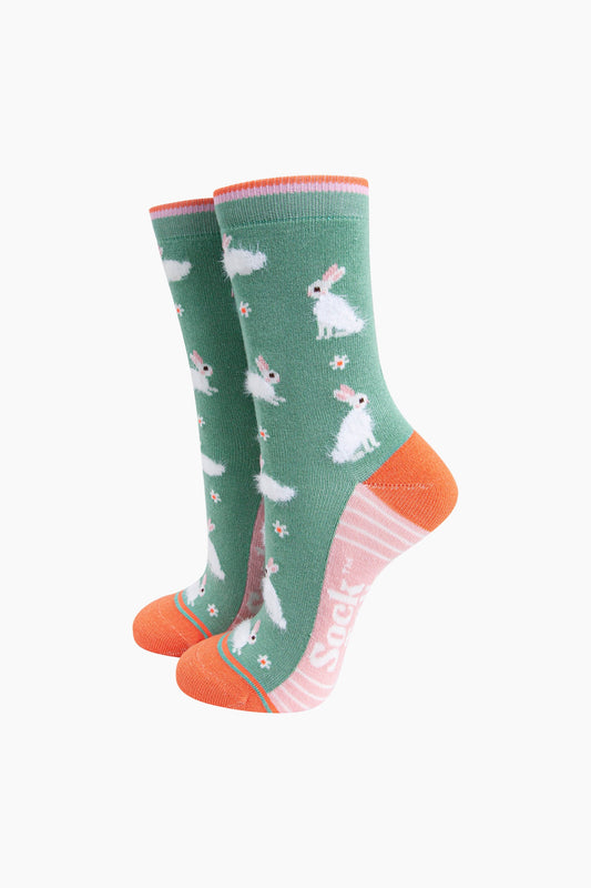 Fluffy Bunny Socks | Mint Green | Size 3-7