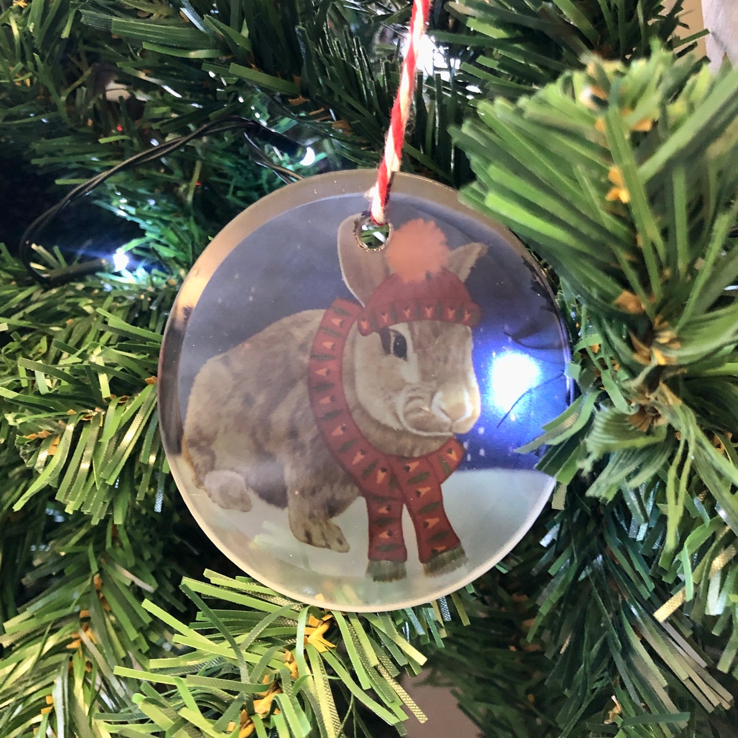 Snow Day Rabbits | Tree Decorations Wooden and Glass