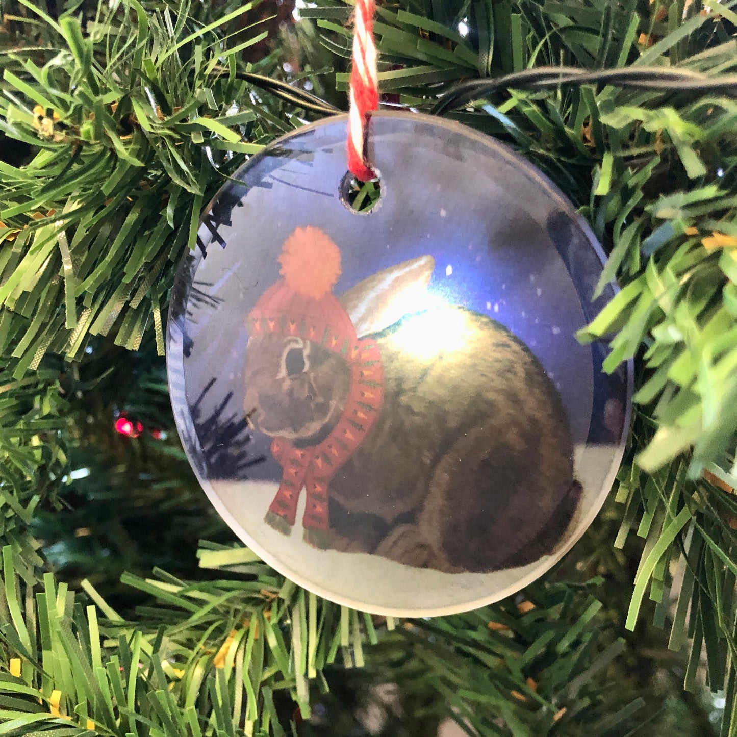 Snow Day Rabbits | Tree Decorations Wooden and Glass