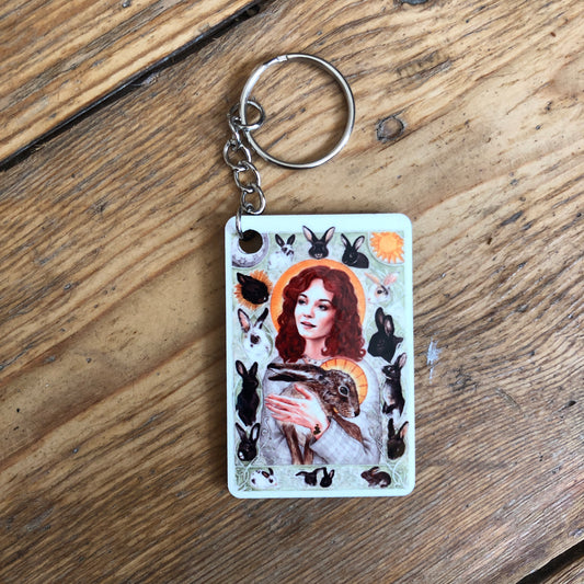 Melangell - Saint of Hares and Rabbits - Keyring