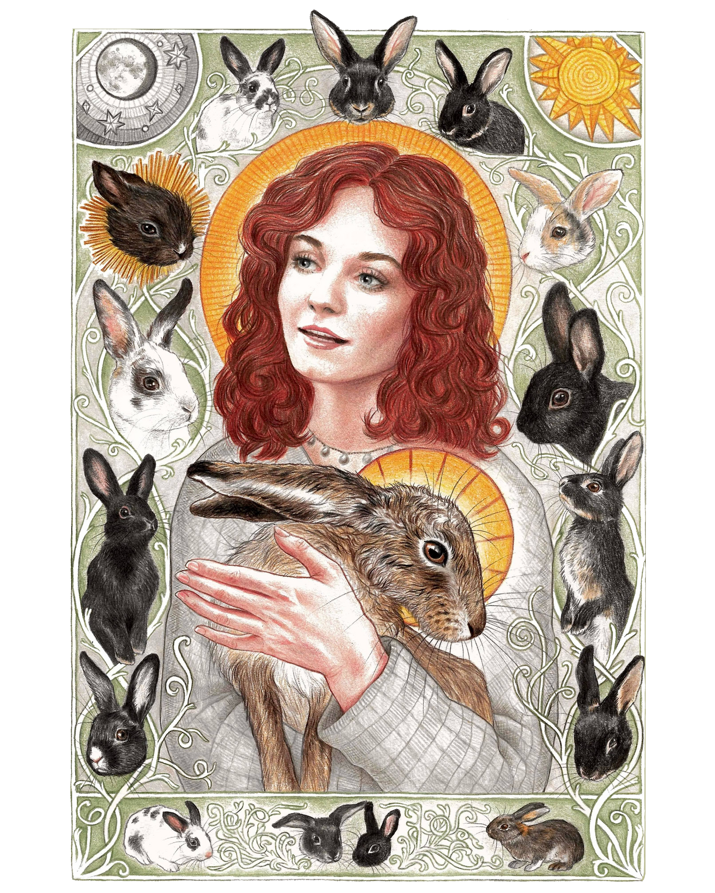 Melangell - Saint of Hares and Rabbits Artprint