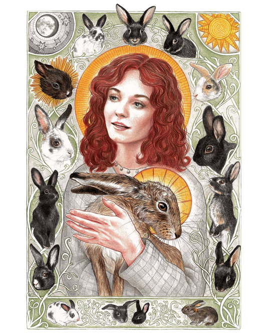 Melangell - Saint of Hares and Rabbits Artprint