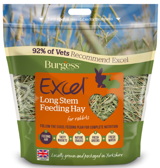 resealable bag of burgess long stem feeding hay