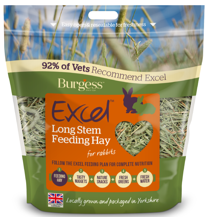 resealable bag of burgess long stem feeding hay