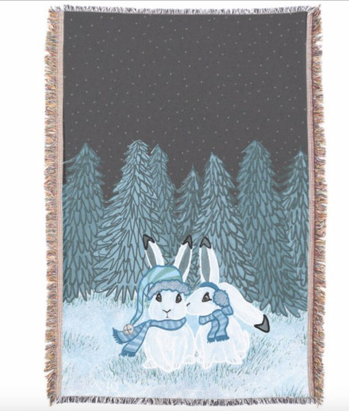 Snowshoe Hare Handwoven Throw Blanket
