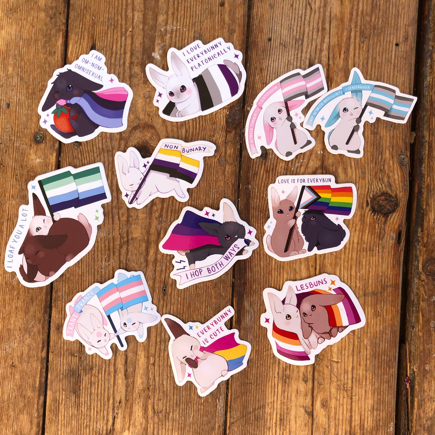 LGBTQ+ Pride Bunnies Stickers