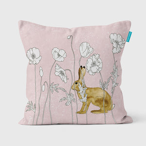 Colouring Book Hare & Poppies Cushion