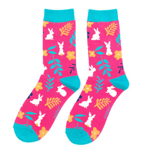 Bamboo Floral Bunny Socks - Women's