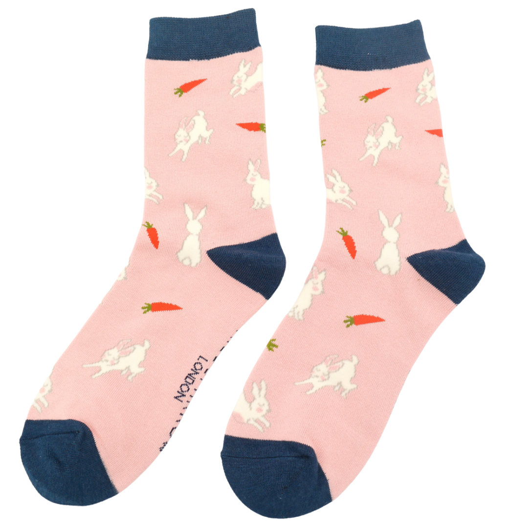 Bamboo Bunny and Carrot Ankle Socks