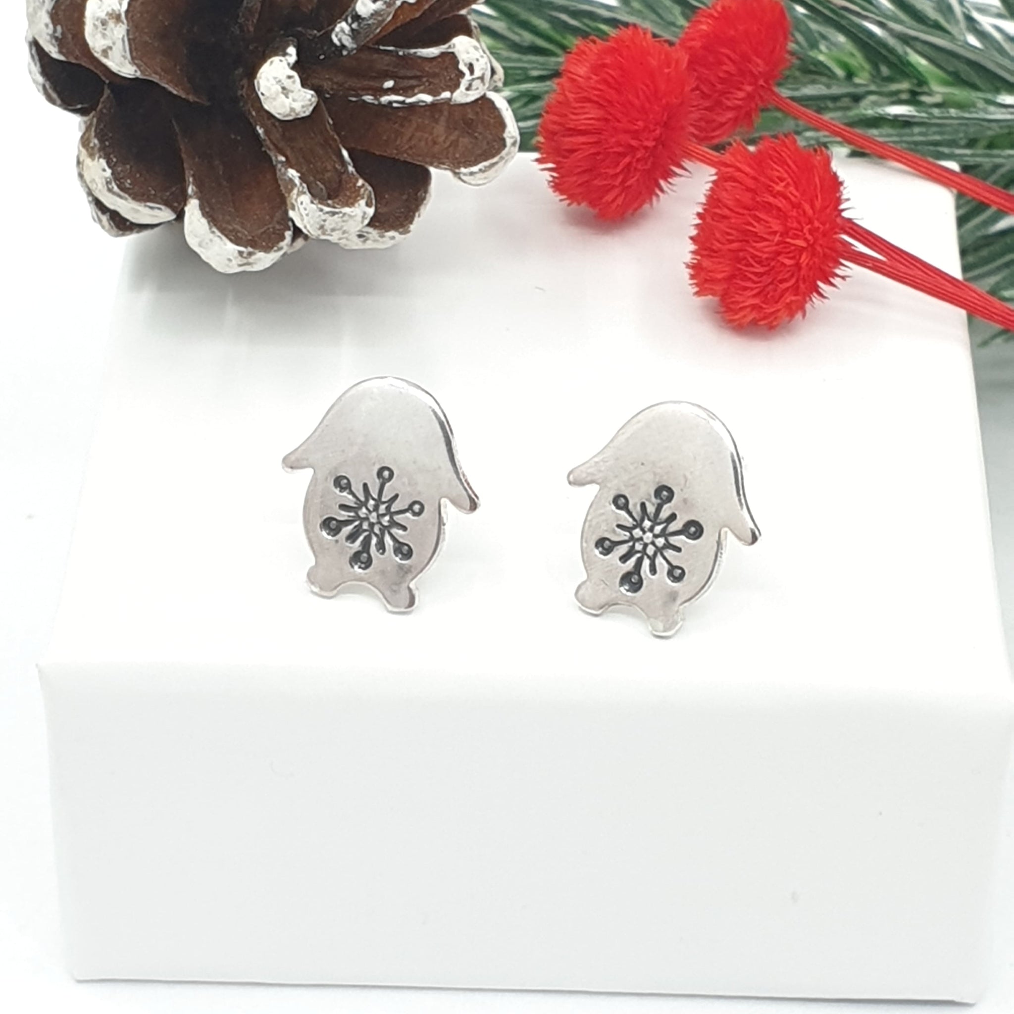 Snowball Lop Bunny Silver Earrings