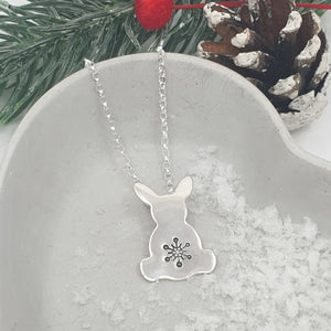 Snowy Bunny Silver Necklace